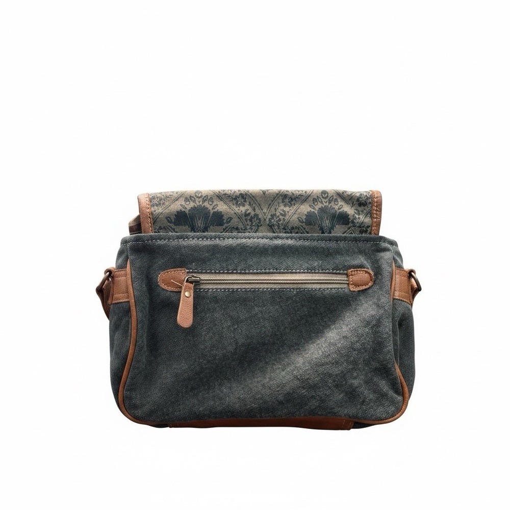 Myra Bag Kairos Leather Trimmed Messanger Crossbody Bag Purse Canvas Boho Clasp - Picture 2 of 5